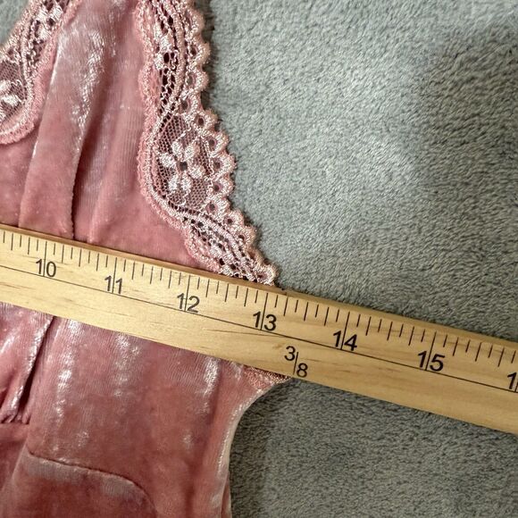 VTG Y2K Express Babydoll Tank Top Small Velvet/Lace Trim Coquette Boho Fairy 90s - Picture 7 of 10